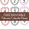 Free Printable February Calendar Pieces