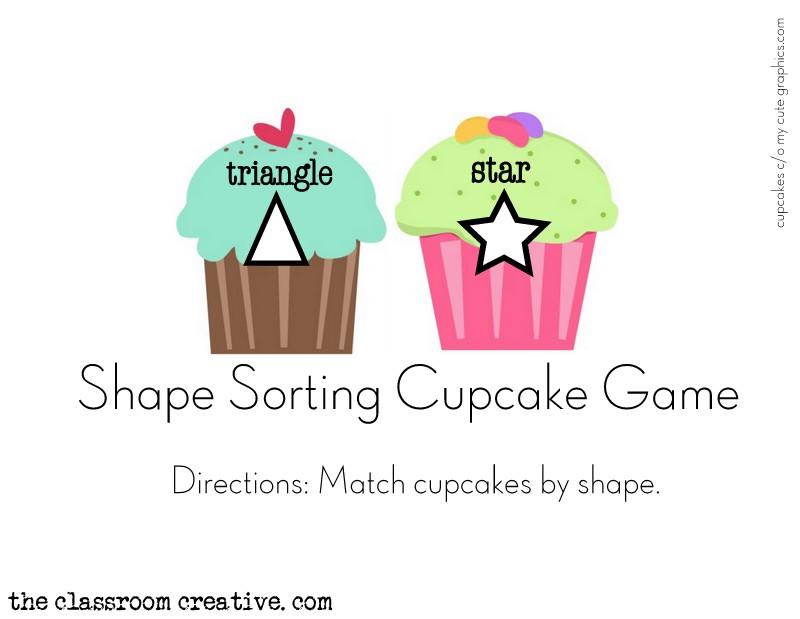 free cupcake shapes match file folder game