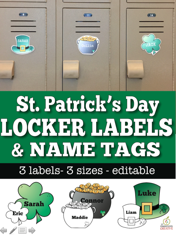 st patrick's day locker labels