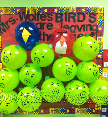 angry birds bulletin boards, end of year bulletin boards