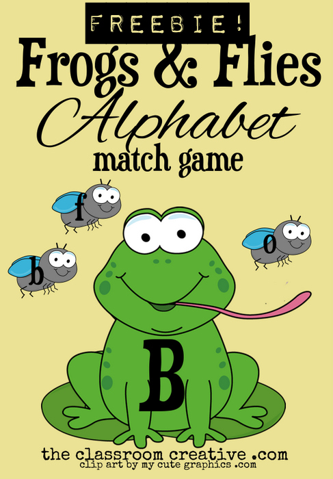 Alphabet Uppercase and Lowercase Match Game: Frogs & Flies