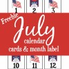 Free Printable July Calendar Cards and Month Label