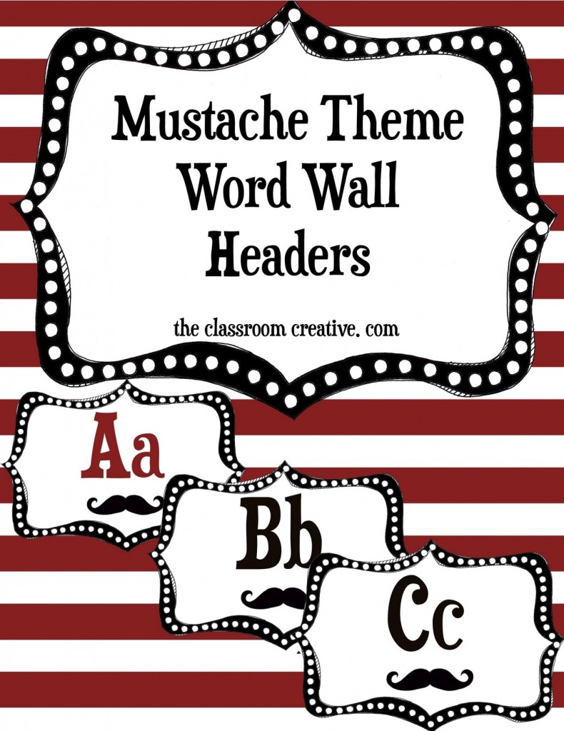 mustache abc printables