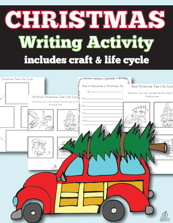 Christmas Tree Life Cycle writing step by step, drawing, and craftivity