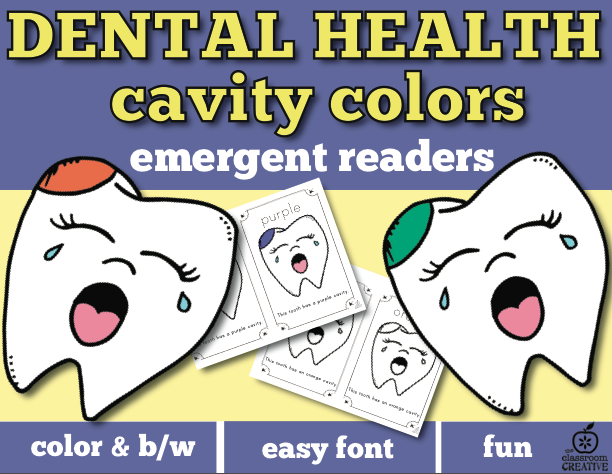 dental health month emergent reader, dental health month colors