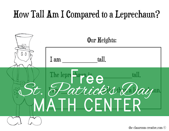 free leprechaun measurement math center activity