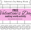 Free Valentine’s Day Making Words Activity