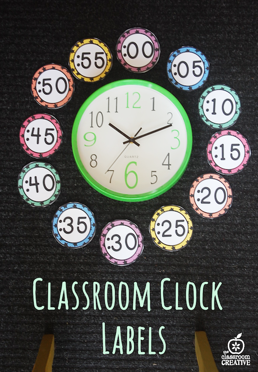 classroom clock number labels time activity