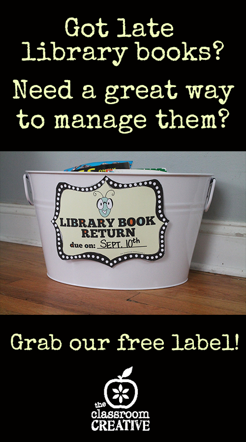 library bin idea with free printable library sign