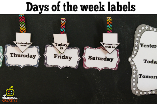 days of the week chart for calendar