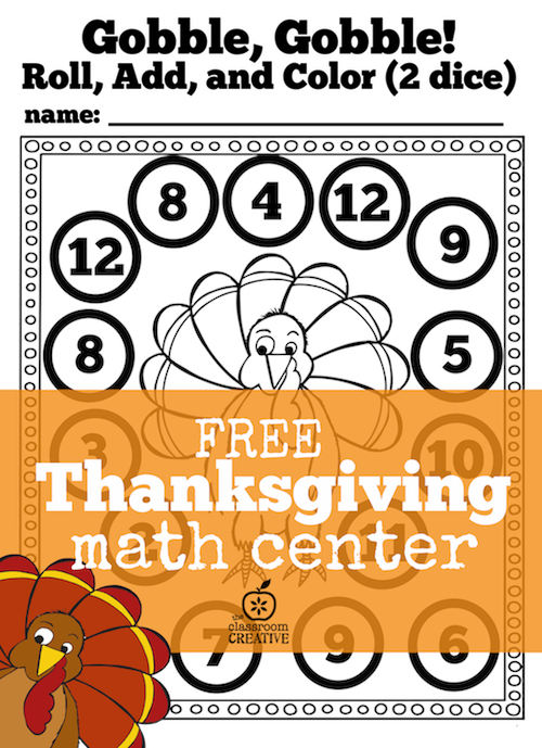 Free Thanksgiving Math Center For Kindergarten And First Grade