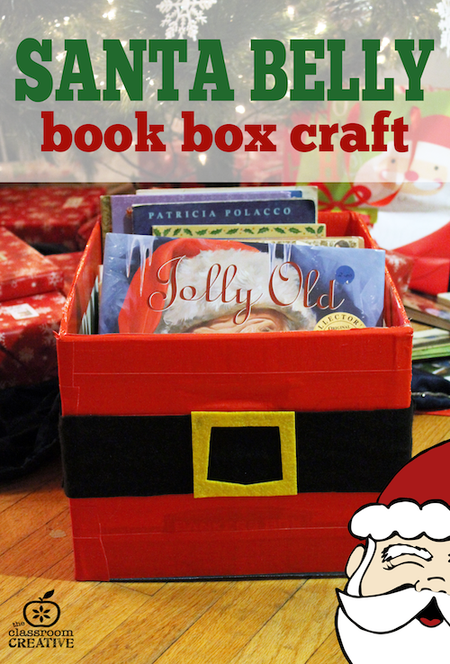 santa belly book box craft, santa craft, christmas craft for kids, christmas read-aloud ideas theclassroomcreative.com