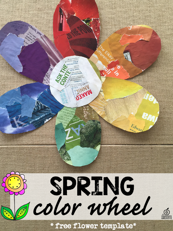 spring flower shaped color wheel, kids craft