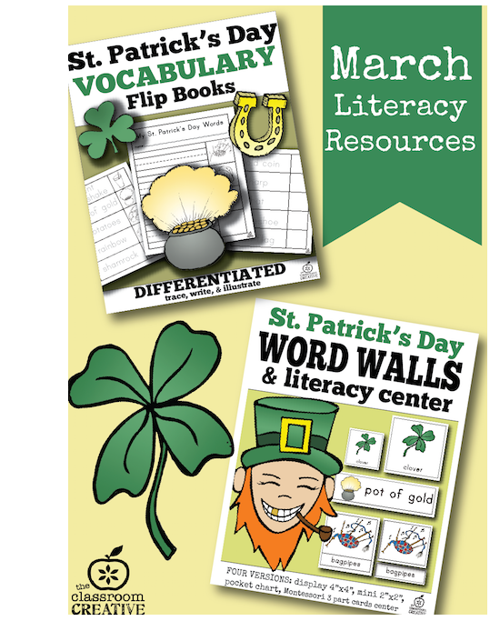 st. patrick's day word wall and vocabulary flip books