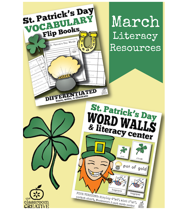 st. patrick's day word wall and vocabulary flip books