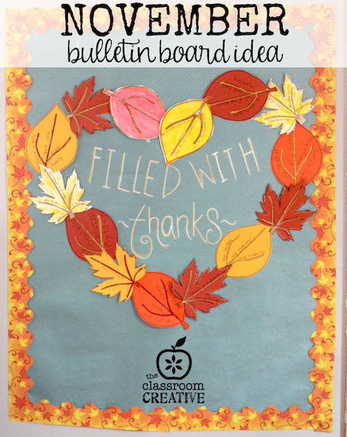 Gratitude Craft, Gratitude Writing Activity, and November Bulletin Board