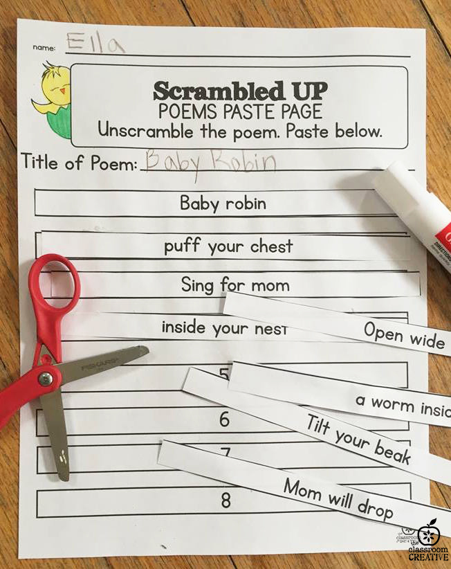 scrambled up poem for spring poem of the week literacy center copy