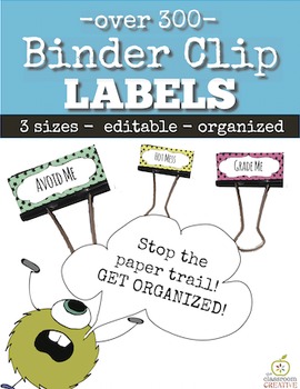 editable binder clip labels