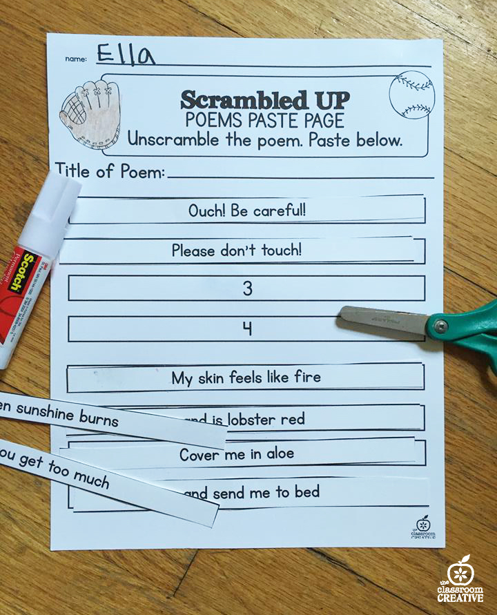 sequencing poems literacy center