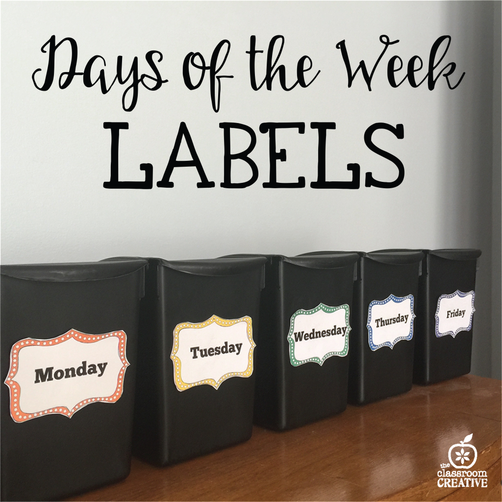 days of the week printable labels