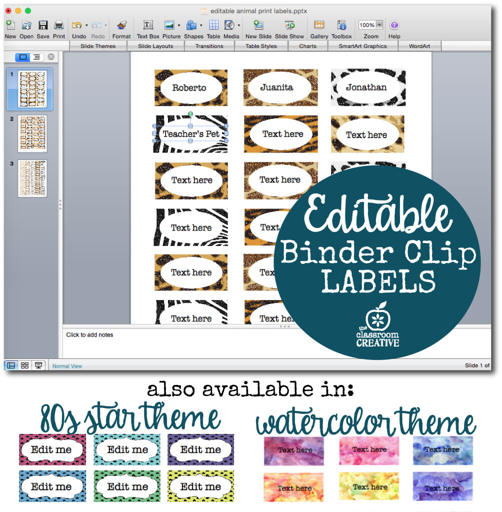 binder label clips