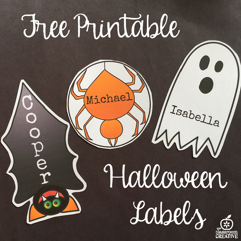 free printable bat, ghost, spider halloween labels