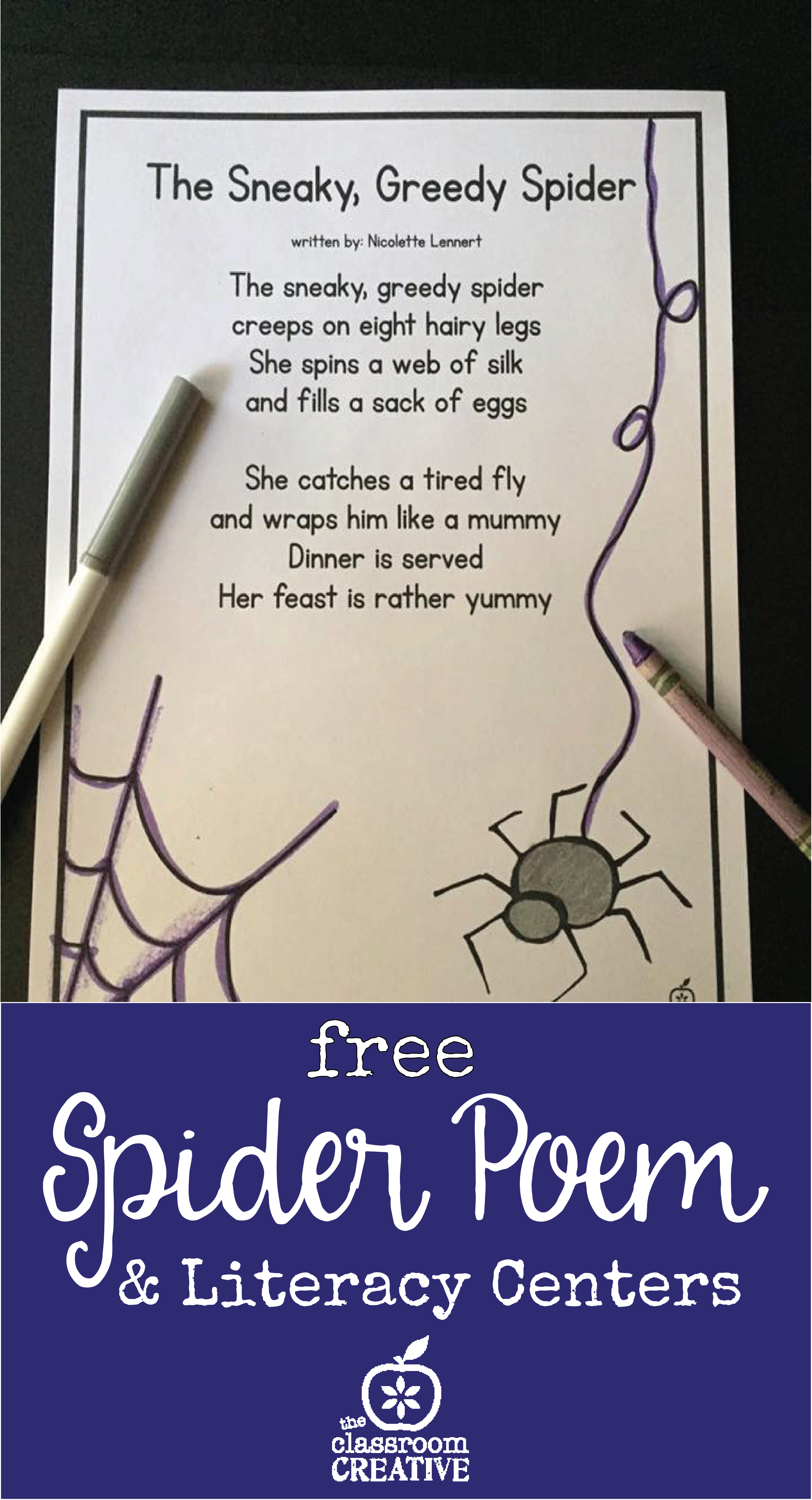 Free Spider Unit Poem and Literacy Centers