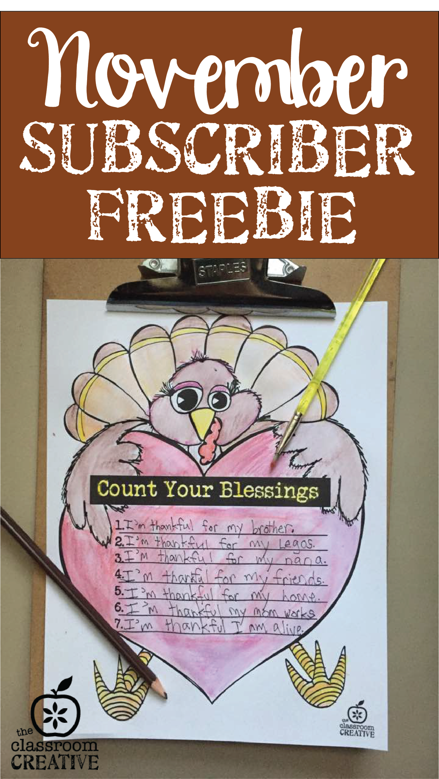 November Newsletter Subscriber Freebie: Gratitude Writing Activity