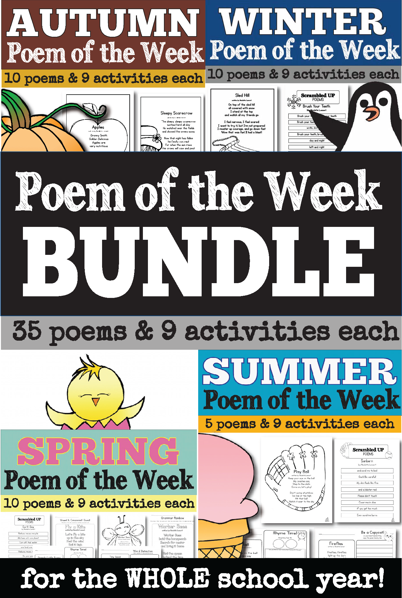 Poem of the Week for the Whole School Year for Kindergarten, First Grade, and Second Grade